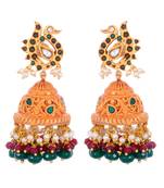 Royal Golden Peacock Design Classy Temple Jhumki