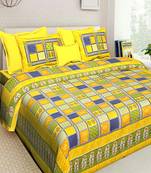 100% COTTON INDIAN PRINT QUEEN SIZE COTTON BEDDING BEDSHEET WITH 2 PILLOW COVER SANGANERI SIZE BEDCOVER 90X108 inches