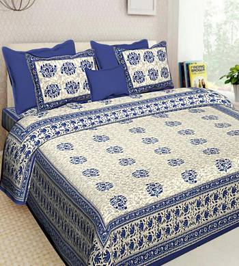 Indian Cotton Hand Screen Printed Bedding Bedspread Bedsheet With 2 Pillow Cover Queen Size 90 X 108 inches 1