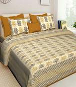 Cotton Indian Print Queen Size Cotton Bedding Bedsheet With 2 Pillow Cover Sanganeri Bedcover Boho Bohemian Bedspread