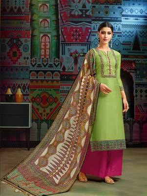 Green woven blended cotton salwar 1