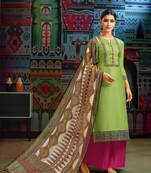 Green woven blended cotton salwar