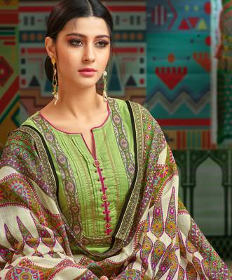 Green woven blended cotton salwar 2