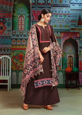 Brown woven blended cotton salwar 2