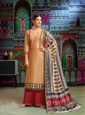 Cream woven blended cotton salwar 1
