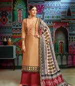 Cream woven blended cotton salwar