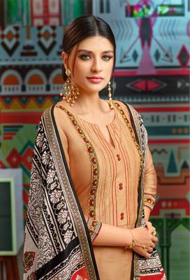 Cream woven blended cotton salwar 2