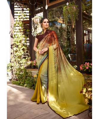 multicolor Printed georgette saree with blouse 1