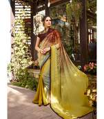 multicolor Printed georgette saree with blouse