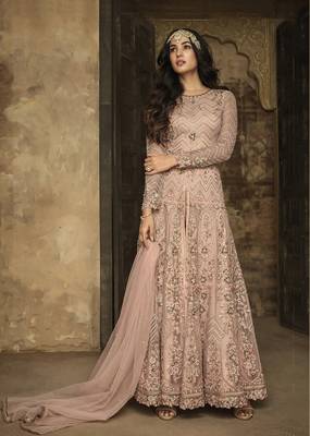Blush pink  embroidered net salwar 1