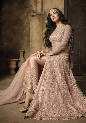 Blush pink  embroidered net salwar 2