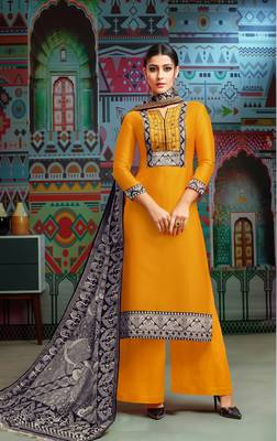 Yellow woven blended cotton salwar 1