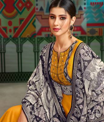 Yellow woven blended cotton salwar 2
