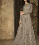 Grey embroidered net salwar