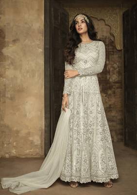 White embroidered net salwar 1