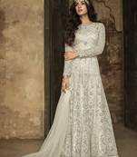 White embroidered net salwar