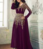 Wine embroidered faux georgette salwar