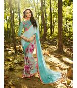 multicolor printed georgette saree with blouse