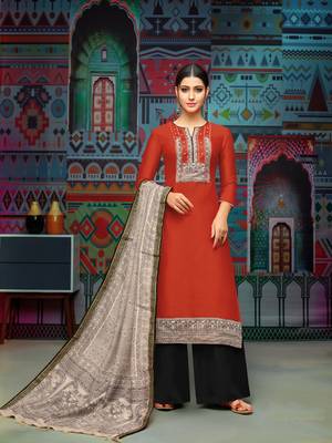 Red woven blended cotton salwar 1
