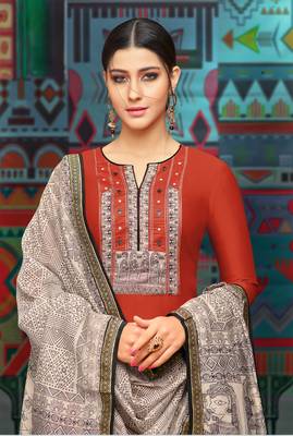 Red woven blended cotton salwar 2