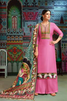 Pink woven blended cotton salwar 1