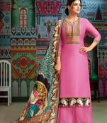 Pink woven blended cotton salwar