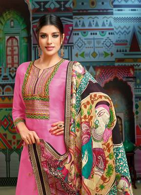 Pink woven blended cotton salwar 2