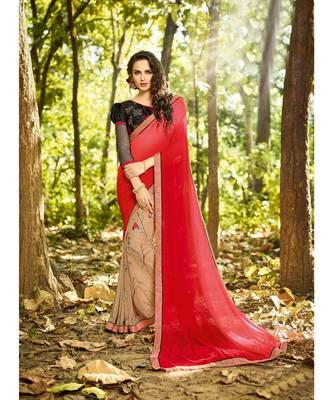 multicolor printed georgette saree with blouse 1