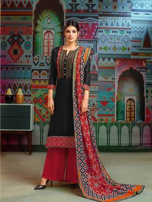 Black woven blended cotton salwar 1