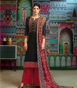 Black woven blended cotton salwar