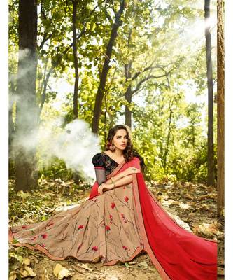 multicolor printed georgette saree with blouse 2