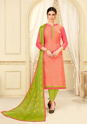 Pink woven banarasi silk salwar 1