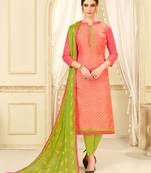 Pink woven banarasi silk salwar