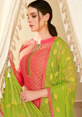 Pink woven banarasi silk salwar 2