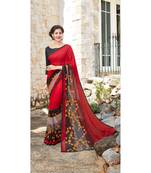 multicolor printed georgette saree with blouse