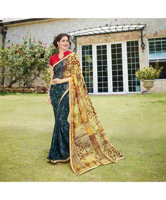 multicolor printed georgette saree with blouse 1