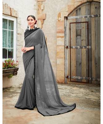 multicolor printed georgette saree with blouse 1