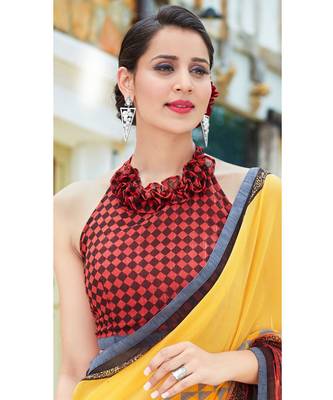 multicolor printed georgette saree with blouse 2
