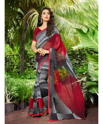 multicolor printed georgette saree with blouse 1