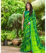 green printed georgette saree with blouse