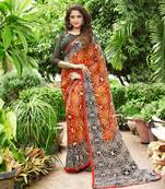 multicolor printed georgette saree with blouse