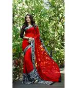 multicolor printed silk blend saree with blouse