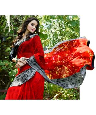 multicolor printed silk blend saree with blouse 2