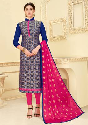 Blue woven banarasi silk salwar 1