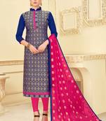 Blue woven banarasi silk salwar