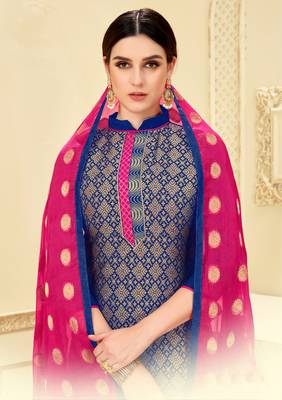 Blue woven banarasi silk salwar 2