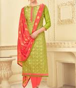 Green woven banarasi silk salwar