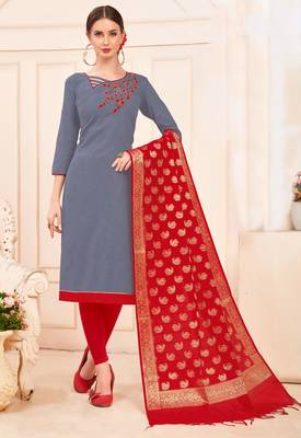 Grey beads cotton salwar 1