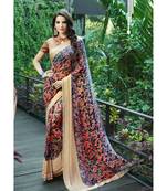 multicolor printed silk blend saree with blouse