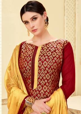Maroon woven banarasi silk salwar 2